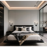 Dahlia 18-inch 3-light Textured Black Wall Sconce with Opal Glass Shades