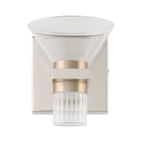 Blake 5-inch 2-light Polished Nickel and Champagne Gold 5CCT LED Vanity Light with Clear and Clear Ribbed Glass