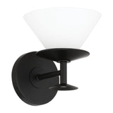 Tremolo 7-inch 1-light Matte Black and Champagne Gold Vanity Light with Etched Opal Glass