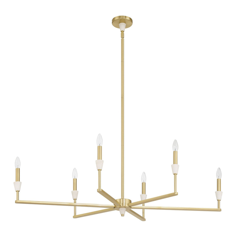 Montclair 46-inch 6-light Brushed Gold and Natural Alabaster Linear Chandelier