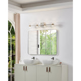 Blake 35-inch 8-light Polished Nickel and Champagne Gold 5CCT LED Vanity Light with Clear and Clear Ribbed Glass