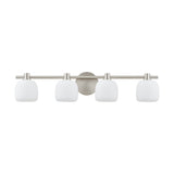 Valentina 30-inch 4-light Brushed Nickel Vanity Light with Etched Opal Glass Shades