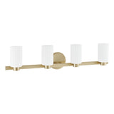 Bedminster 30-inch 4-light Champagne Gold Vanity Light with Etched Opal Ribbed Glass Shades