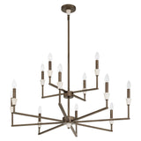 Montclair 38-inch 12-light Forged Bronze and Natural Alabaster Chandelier