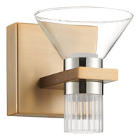 Blake 5-inch 2-light Champagne Gold and Polished Nickel 5CCT LED Vanity Light with Clear and Clear Ribbed Glass