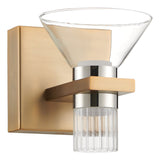Blake 5-inch 2-light Champagne Gold and Polished Nickel 5CCT LED Vanity Light with Clear and Clear Ribbed Glass