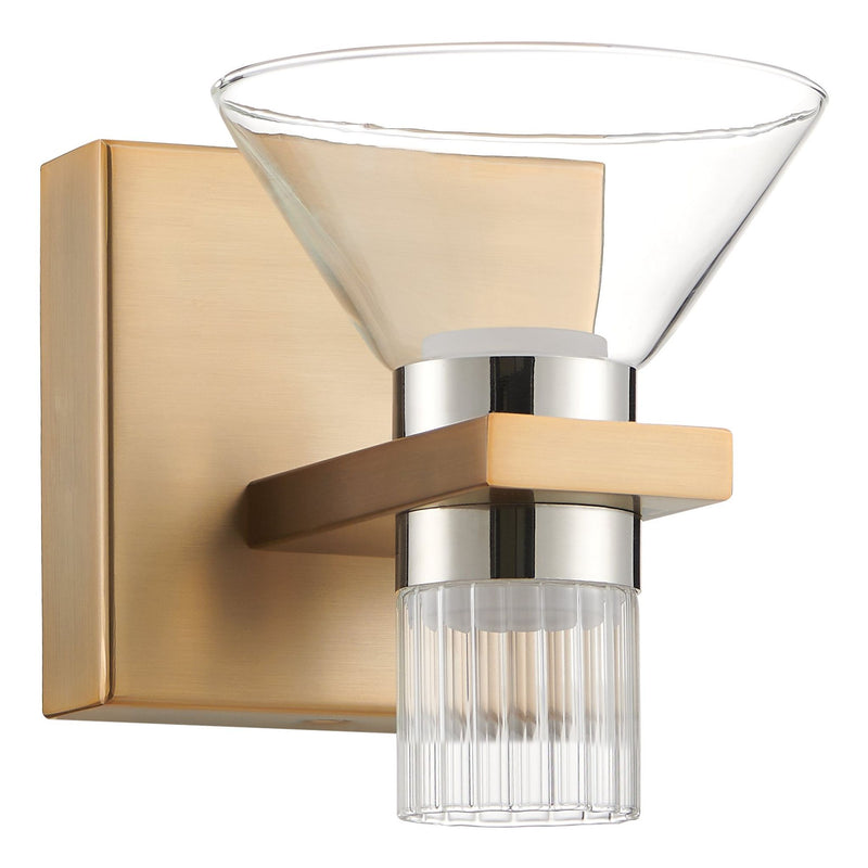 Blake 5-inch 2-light Champagne Gold and Polished Nickel 5CCT LED Vanity Light with Clear and Clear Ribbed Glass