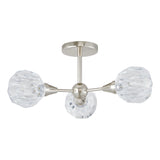 Helena 20-inch 3-light Polished Nickel Semi-Flush Mount with Clear Acrylic Shades