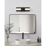 Colton 18-inch 2-light Textured Black 5CCT LED Vanity Light with Etched Opal Glass Shades