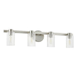 Bedminster 30-inch 4-light Brushed Nickel Vanity Light with Clear Ribbed Glass Shades