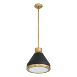 Doyle 13-inch 1-light Natural Brass Pendant Light with Matte Black Metal Shade