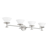 Tremolo 42-inch 4-light Brushed Nickel and Polished Nickel Vanity Light with Etched Opal Glass