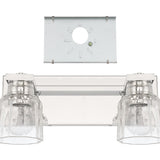 Dryden 15-inch 2-light Polished Nickel Vanity Light with Clear Ribbed Glass Shades