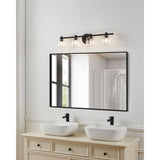 Valentina 30-inch 4-light Matte Black Vanity Light with Clear Glass Shades