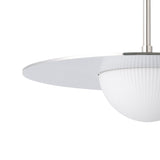 Solstice 22-inch Polished Nickel 5CCT LED Convertible Pendant with Opal Ribbed Glass Shade