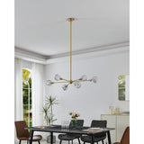 Helena 42-inch 6-light Brushed Gold Chandelier with Clear Acrylic Shades