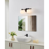 Valentina 15-inch 2-light Matte Black Vanity Light with Etched Opal Glass Shades