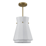 Bryony 12-inch 1-light Brushed Gold Convertible Pendant with White Synthetic Silk Shade