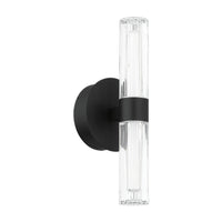 Ristretto 13-inch 2-light Matte Black LED Wall Sconce with Clear Ribbed and White Acrylic Shades