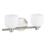 Valentina 15-inch 2-light Brushed Nickel Vanity Light with Etched Opal Glass Shades