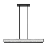 Courtney 48-inch Textured Black 5CCT LED Linear Chandelier with Clear Water Glass