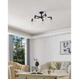 Lillyanna 26-inch 5-light Matte Black Semi-Flush Mount with Clear Ice Glass Shades