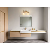 Andrea 15-inch 2-light Champagne Gold Vanity Light with Clear Ribbed Glass Shades