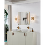 Valentin 13-inch 2-light Champagne Gold Vanity Light with Clear Pressed Glass Shades