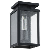 Overton 9-inch 1-light Matte Black Exterior Wall Sconce with Clear Antique Glass