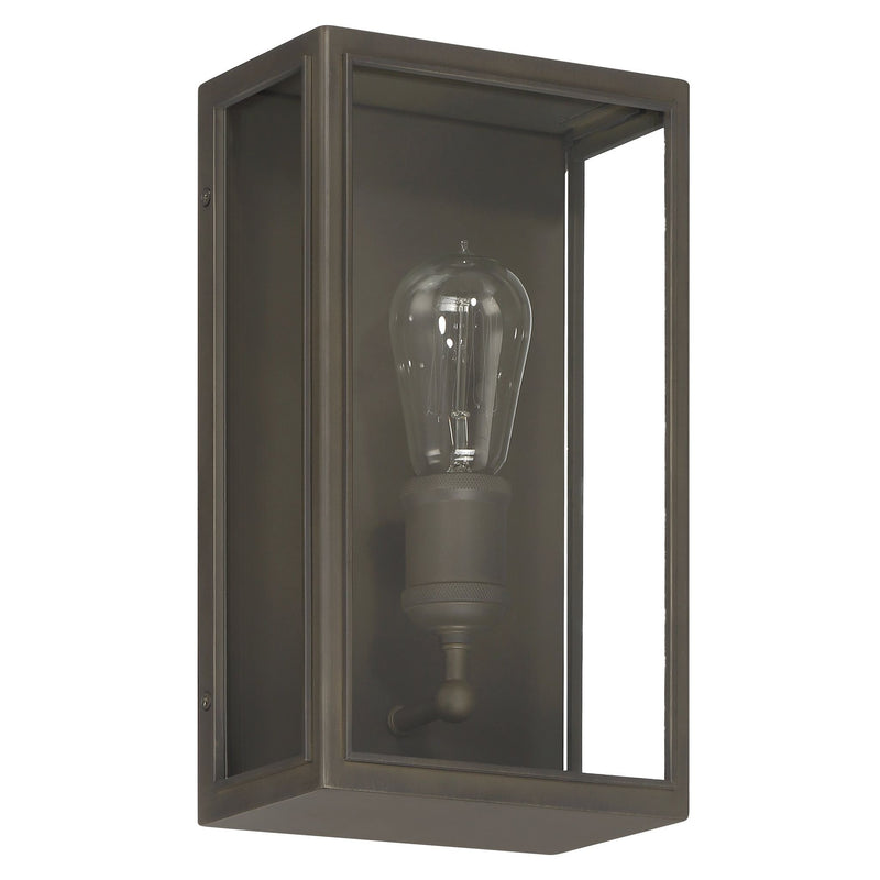 Hollis 12-inch 1-light Blackened Brass Exterior Wall Sconce with Clear Glass