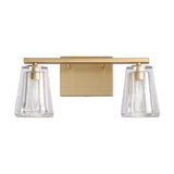Valentin 15-inch 2-light Champagne Gold Vanity Light with Clear Pressed Glass Shades