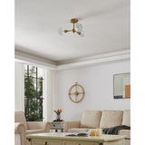 Helena 20-inch 3-light Brushed Gold Semi-Flush Mount with Clear Acrylic Shades