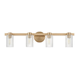 Bedminster 30-inch 4-light Champagne Gold Vanity Light with Clear Ribbed Glass Shades