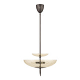 Fiorello 21-inch 4-light Forged Bronze Convertible Pendant with Smoked Amber Glass Shades