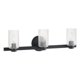 Bedminster 24-inch 3-light Matte Black Vanity Light with Clear Ribbed Glass Shades