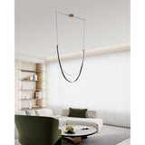Ayers 59-inch 1-light Champagne Gold with Black and Brown Faux Leather 5CCT LED Linear Chandelier