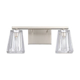 Valentin 15-inch 2-light Brushed Nickel Vanity Light with Clear Pressed Glass Shades