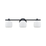 Valentina 24-inch 3-light Matte Black Vanity Light with Etched Opal Glass Shades