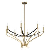 Sussex 36-inch 8-light Champagne Gold and Black Faux Leather Chandelier