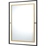 Gray Wall Mirror Gold Leaf, Black By Renwil