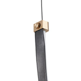 Ayers 43-inch 1-light Champagne Gold with Black and Brown Faux Leather 5CCT LED Linear Chandelier