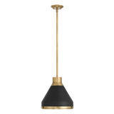 Doyle 13-inch 1-light Natural Brass Pendant Light with Matte Black Metal Shade