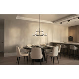 Ristretto 42-inch 18-light Matte Black LED Chandelier with Clear Ribbed and White Acrylic Shades