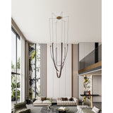 Ayers 43-inch 3-light Champagne Gold with Black and Brown Faux Leather 5CCT LED Chandelier