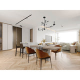 Presley 56-inch 2-light Textured Black Linear Chandelier with Clear Glass Drops and White Linen Shades