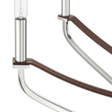 Sussex 36-inch 8-light Polished Nickel and Dark Brown Faux Leather Chandelier