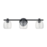 Valentina 24-inch 3-light Matte Black Vanity Light with Clear Glass Shades