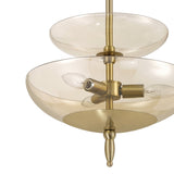 Fiorello 14-inch 3-light Brushed Gold Convertible Pendant with Smoked Amber Glass Shades