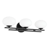 Julep 24-inch 3-light Matte Black Vanity Light with Opal Glass Shades