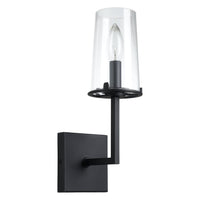 Jared 13-inch 1-light Matte Black Vanity Light with Clear Glass Shade